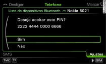 Indicação do PIN para introdução no telefone móvel