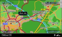 Visning av ett TMC-/TMCpro-trafikinformation på kartan