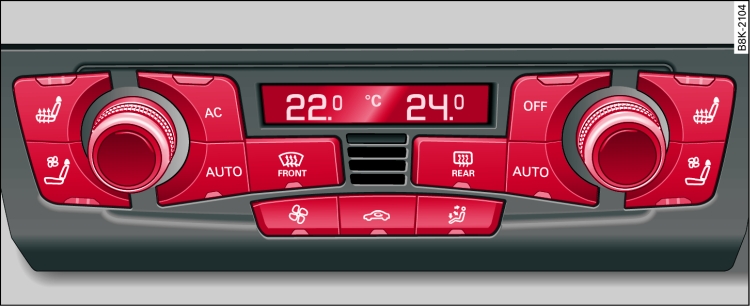 Komfortklimatautomatik för 3 klimatzoner*: Reglage