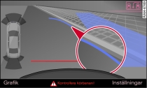 MMI-display: Blå kurvlinje vid trottoaren