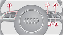 Controls on the multi-function steering wheel