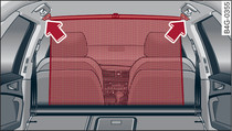 Folded backrest: Hooking load guard into place