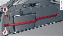 Luggage compartment, left side: Tensioning strap