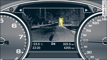 Instrument cluster: Pedestrian highlighted in yellow