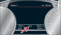 Instrument cluster: Gear-change indicator (for manual gearbox)