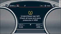 Instrument cluster: Indicator lamp with message
