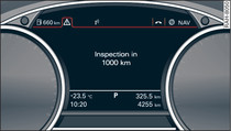 Instrument cluster display: Service interval display (example)