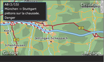 Affichage d'une information routière TMC/TMCpro sur la carte