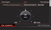 Infotainment: Interieurvoorverwarming direct in- en uitschakelen