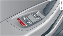 Recorte da porta do condutor: botões da tranca de segurança para crianças