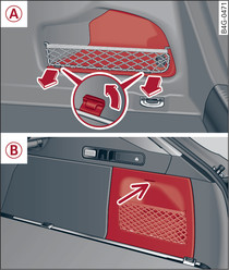 -A- Limousine, -B- Avant/allroad: desmontar o revestimento lateral do lado direito da bagageira