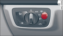 Щиток приборов управления: кнопка индикации на ветровом стекле