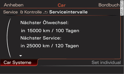 Infotainment: Service-Intervall-Anzeige