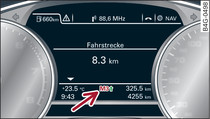 Instrument cluster: Gear-change indicator in tiptronic mode