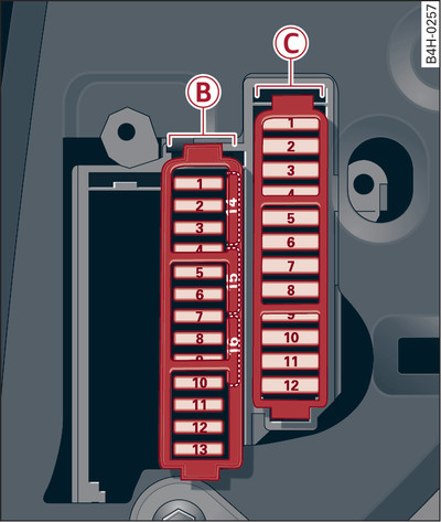 Dash panel (driver's side): Fuse carrier with plastic frames