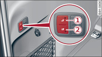 Detail of the luggage compartment: Rocker switch