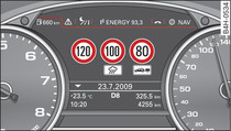 Instrument cluster: Example of speed limit display