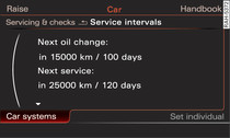 Infotainment: Service interval display