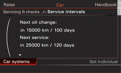 Infotainment: Service interval display