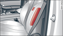 Punto del sedile del conducente in cui è installato l'airbag laterale
