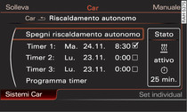 Impostazione del timer nel sistema di infotainment