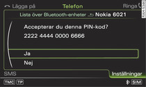 visning av PIN-kod för inmatning i mobiltelefonen