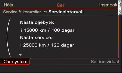 Infotainment: Serviceintervallindikering