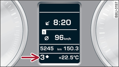 Kombiinstrument: Schaltanzeige im tiptronic-Betrieb