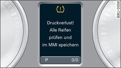 Instrument cluster: Indicator lamp with message (example)