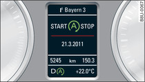 Instrument cluster: Engine switched off (stop phase)