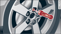 Wheel: Hexagonal socket for turning wheel bolts
