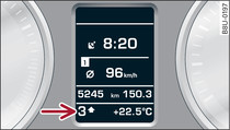 Instrument cluster: Gear-change indicator in tiptronic mode