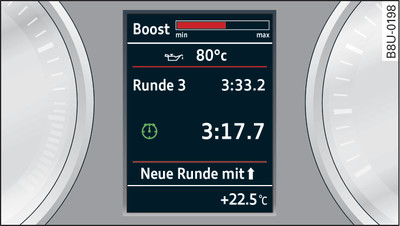 Instrument cluster: Lap timer, boost pressure and engine oil temperature display