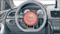 Driver's airbag in steering wheel