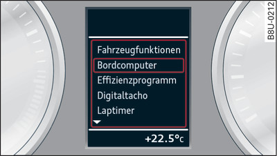 Display: Car functions menu