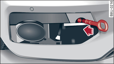 Front of vehicle: Fitting the towline anchorage