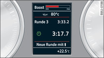 Cuadro de instrumentos: Laptimer, indicador de Boost y de la temperatura del aceite del motor