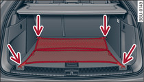 Багажник: натянутая грузоудерживающая сетка*