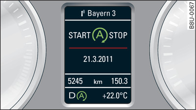 Kombiinstrument: Motorn avstängd (stoppfas)