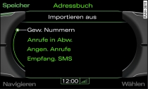 Nummer aus den Anruflisten bernehmen