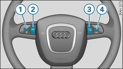 Controls on the multi-function steering wheel