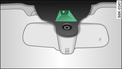 Parabrisas: Área de campo visual de la cámara del lane assist