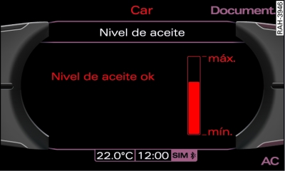 Pantalla: Nivel de aceite