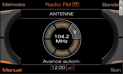 Recherche automatique d'une station, avance (bande FM)