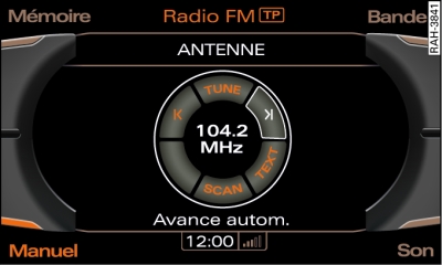 Recherche automatique d'une station, avance (bande FM)