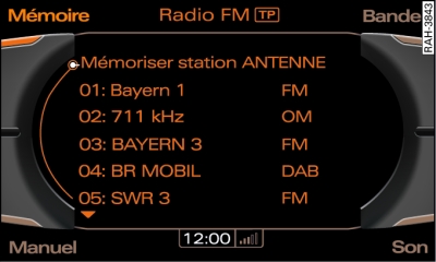 Mémorisation d'une station