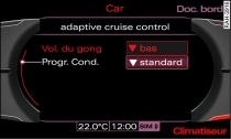 Écran : adaptive cruise control