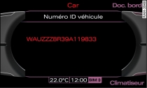 Écran : numéro d'identification du véhicule