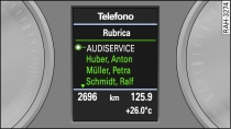 Visualizzazione sul display del sistema d'informazione per il conducente