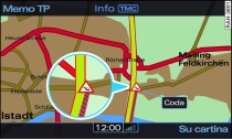 Visualizzazione di un comunicato TMC sulla cartina